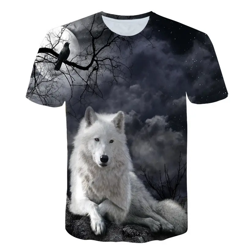 Digital Printed Wolf Moon T-Shirt for Men Women Summer 2020 - Image 2