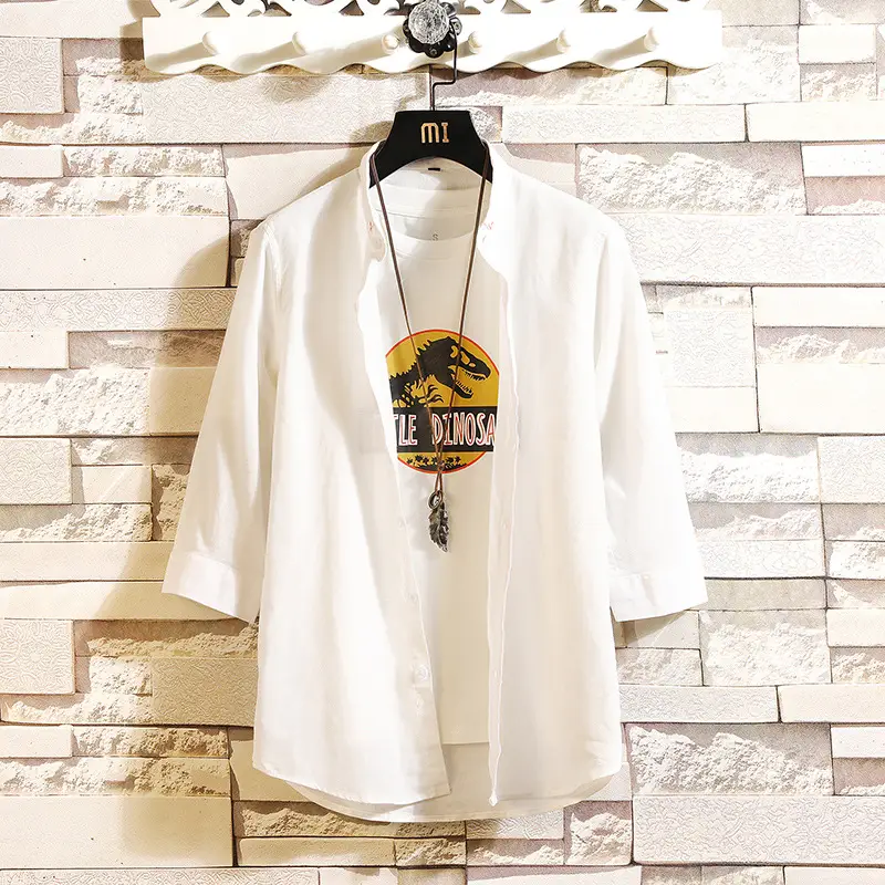 Men's White Tide Graphic T-Shirt with 3 Sleeve