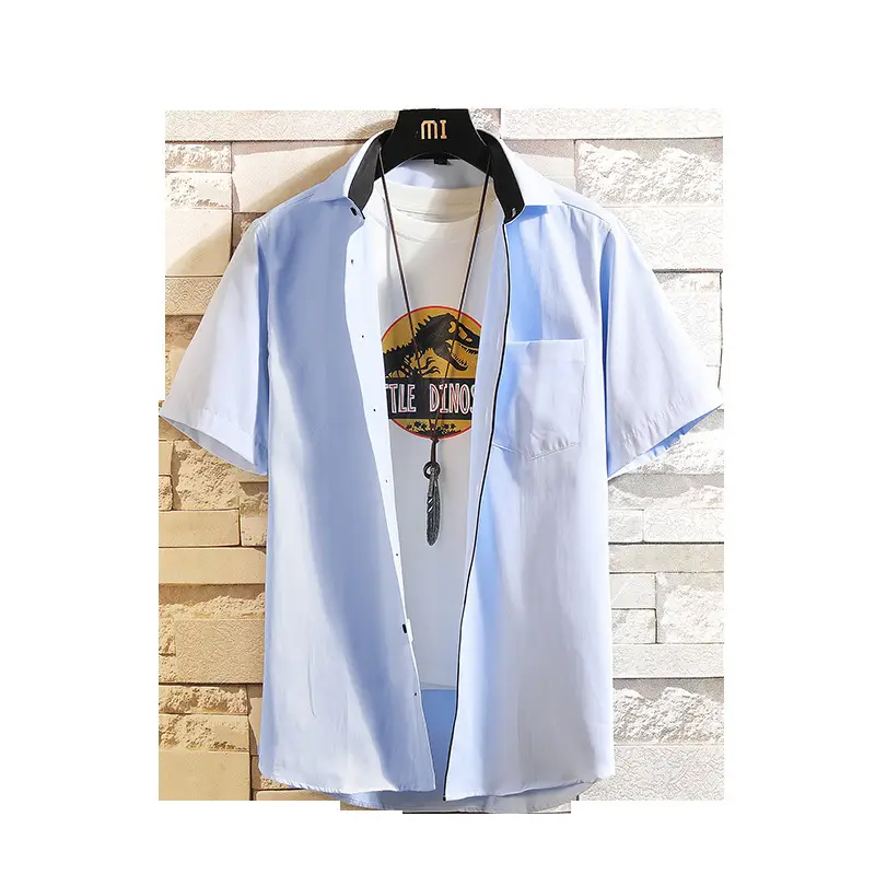 Men White Cotton Pull Over Shirt with Logo - Image 7