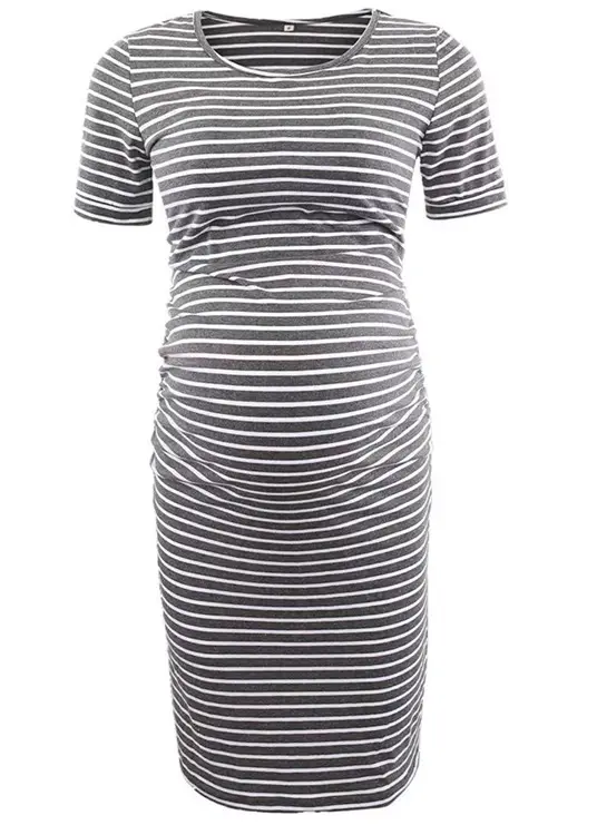 Maternity Striped Round Neck Dress 1512 - Image 2