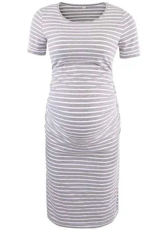 Maternity Striped Round Neck Dress 1512 - Image 3