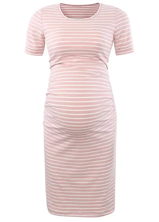 Maternity Striped Round Neck Dress 1512 - Image 4
