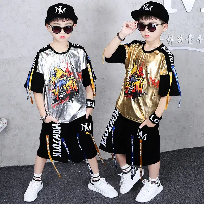 Boys Summer T-Shirt Shorts Set Hot Star Print Medium Big - Image 5