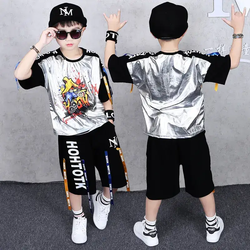 Boys Summer T-Shirt Shorts Set Hot Star Print Medium Big - Image 2