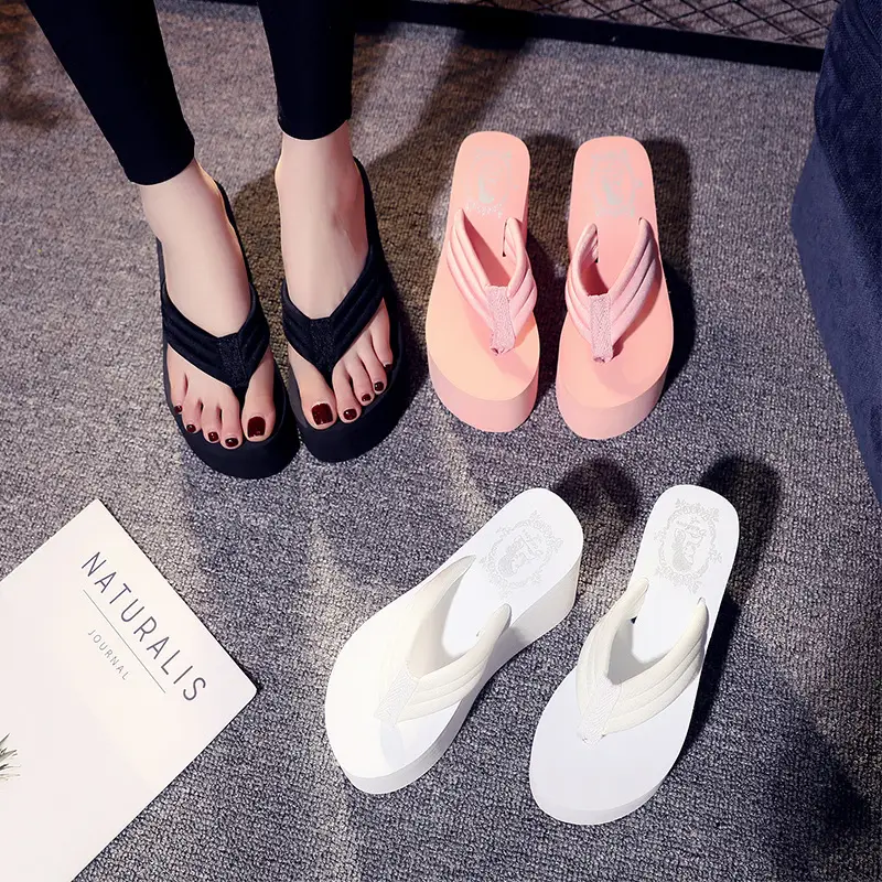 Pink High-Heeled Flip Flops for Women