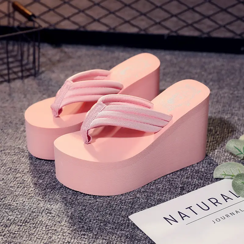 Pink High-Heeled Flip Flops for Women