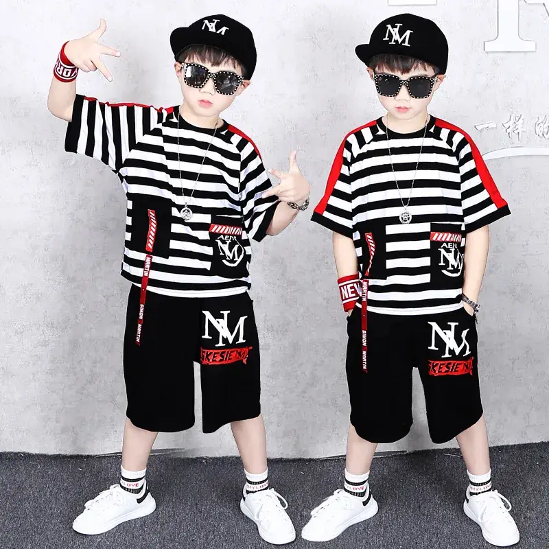 Boys Striped Two-Piece Suit 2024 Summer Kids - Image 2