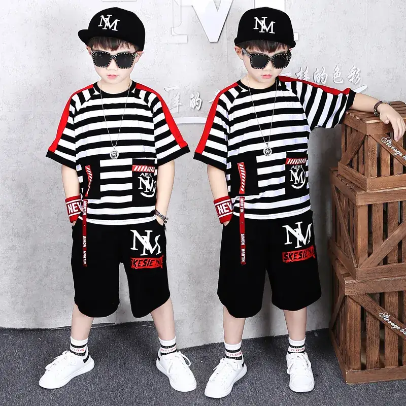 Boys Striped Two-Piece Suit 2024 Summer Kids - Image 3