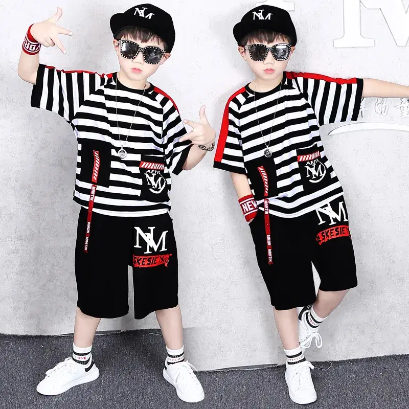 Boys Striped Two-Piece Suit 2024 Summer Kids - Image 4