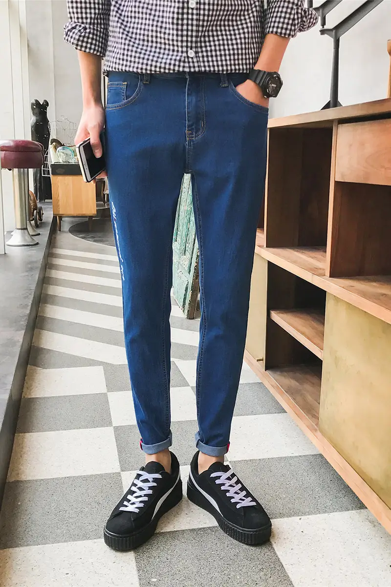 Men Slim Fit Skinny Jeans with Embroidered Design — feature 1