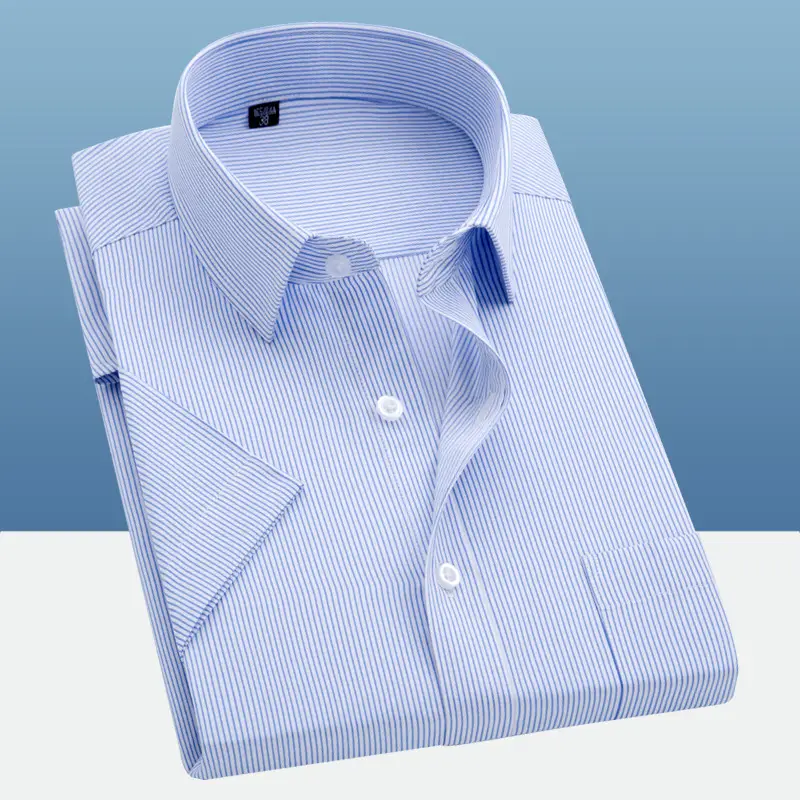 Men Slim Fit Striped Cotton Shirt Blue White