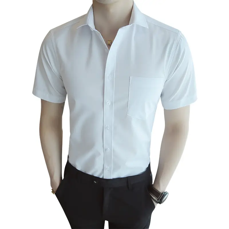 Men's Light Blue Short Sleeve Cotton Shirt - Image 8