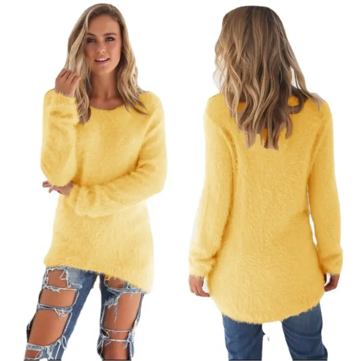 Women's Beige Fleece Long Sleeve Sweater Top - Image 18