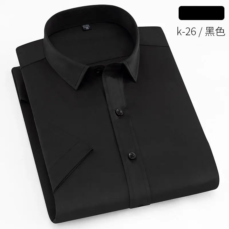 Men's Black Short Sleeve Button Down Shirt k-26 - Image 2
