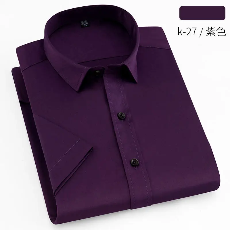 Men's Black Short Sleeve Button Down Shirt k-26 - Image 3