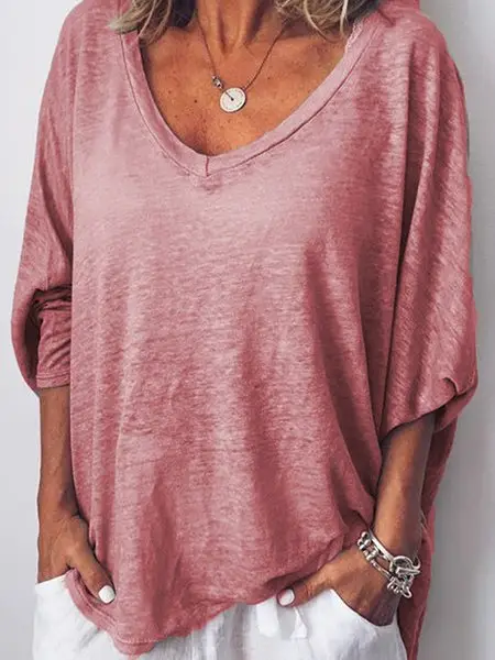 Women's Heart Collar Bat Sleeve T-Shirt Beige - Image 2