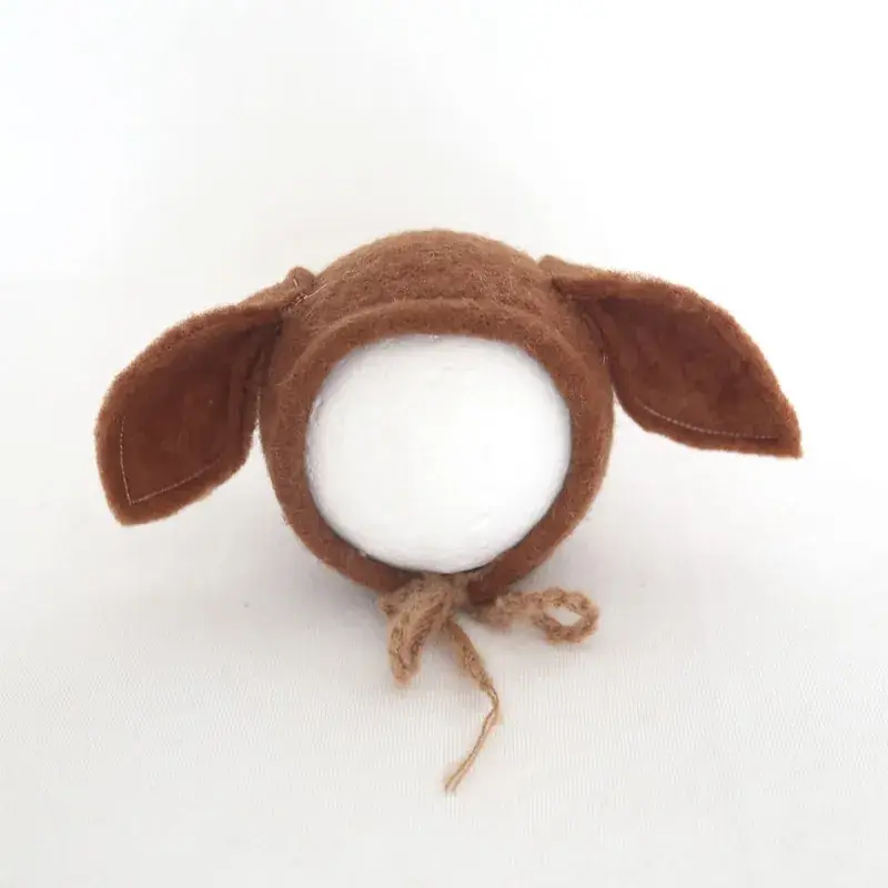 Brown Wool Ear Hat for Newborn Baby Photo Studio - Image 2