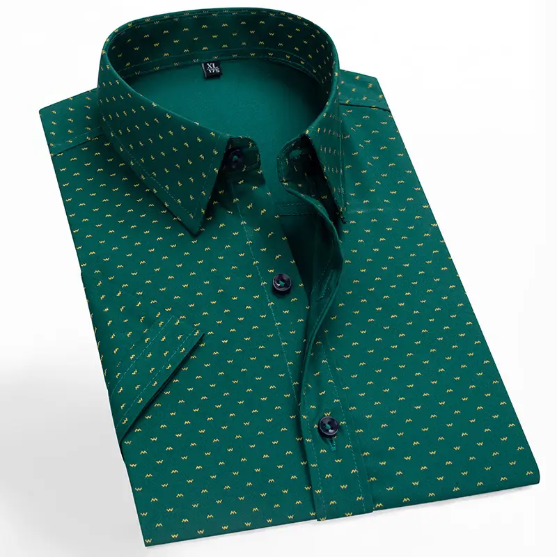 Men Printed Cotton Shirt Maroon Large - Image 6