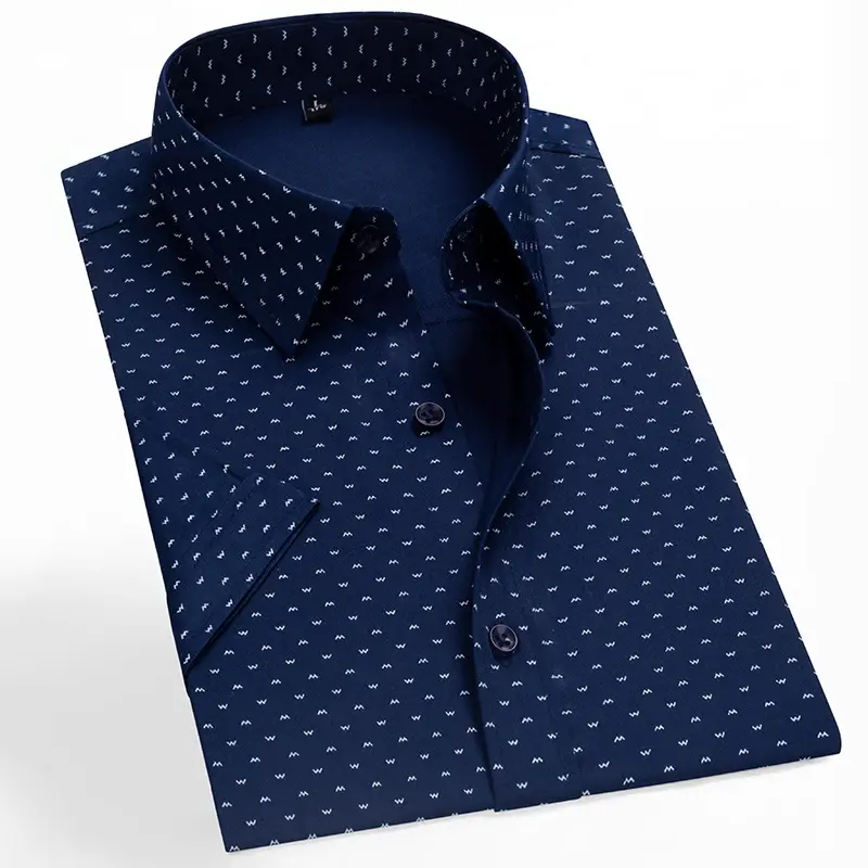 Men Printed Cotton Shirt Maroon Large - Image 2