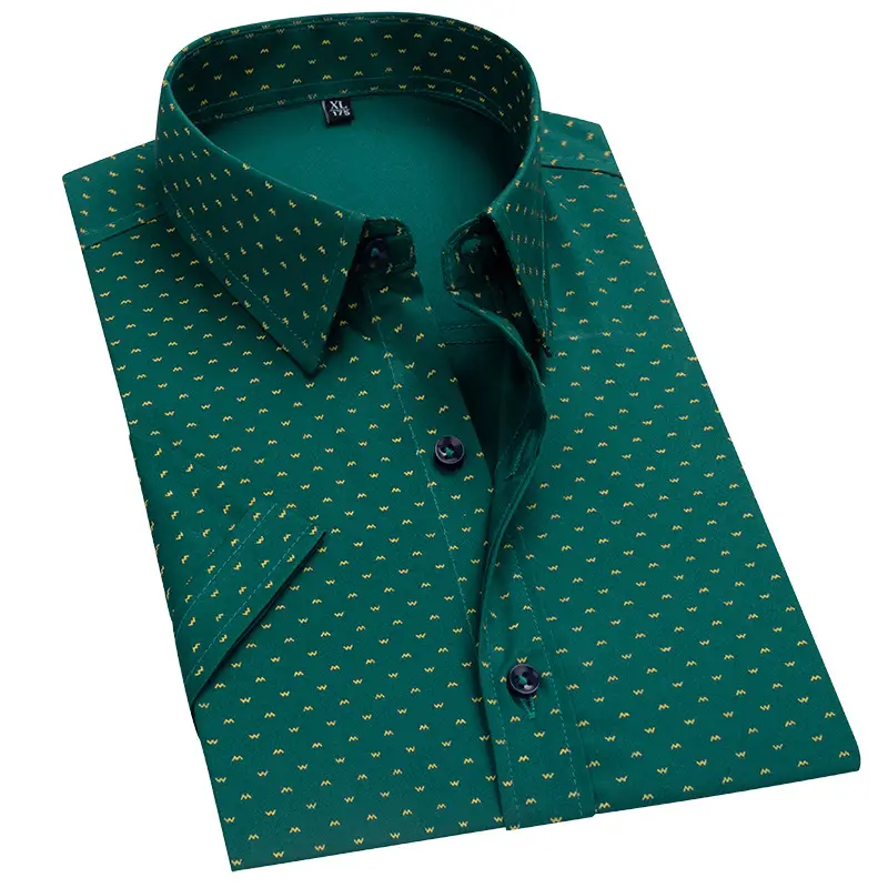 Men Printed Cotton Shirt Maroon Large - Image 3
