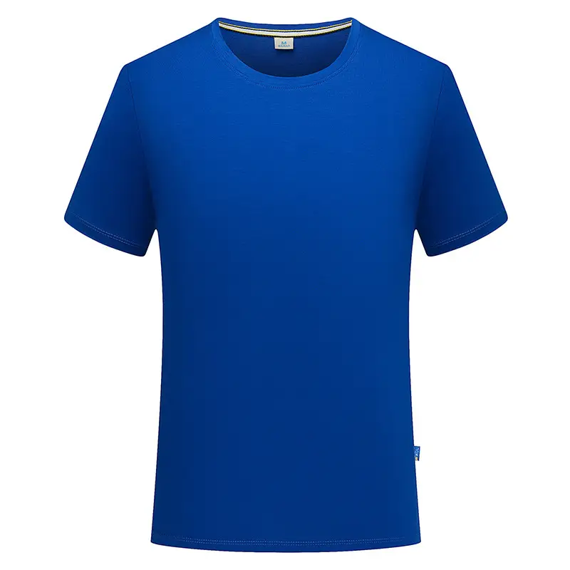 Blue Mercerized Cotton Crewneck T-Shirt for Men - Image 4
