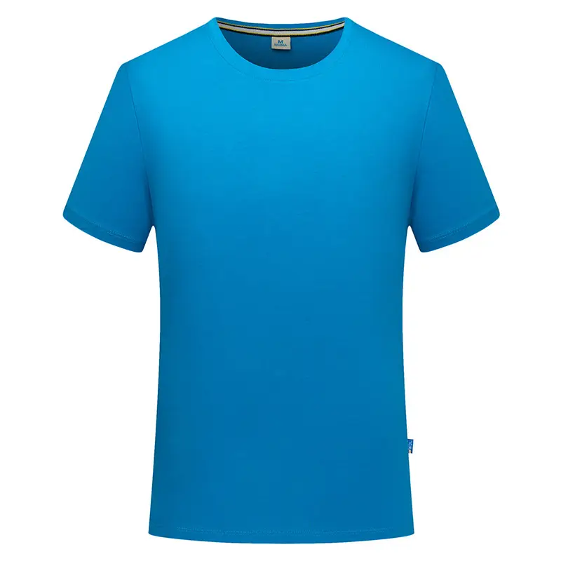 Blue Mercerized Cotton Crewneck T-Shirt for Men - Image 5