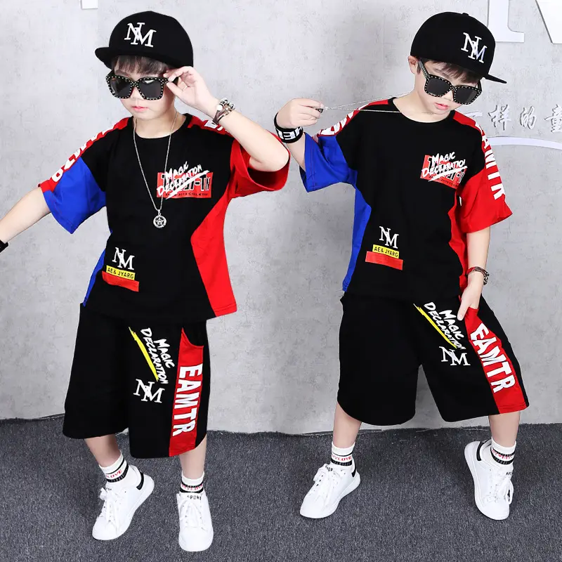 Kids Korean Style 2-Piece Suit Red Black White - Image 4