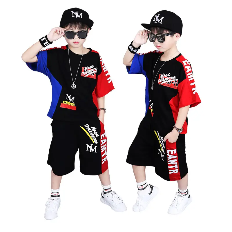 Kids Korean Style 2-Piece Suit Red Black White - Image 5