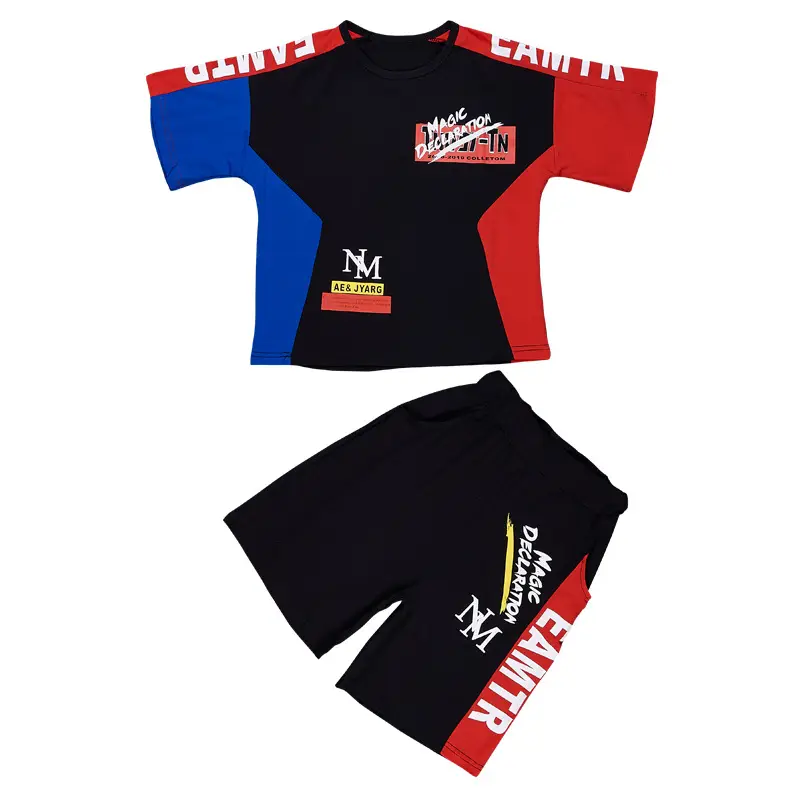 Kids Korean Style 2-Piece Suit Red Black White - Image 6