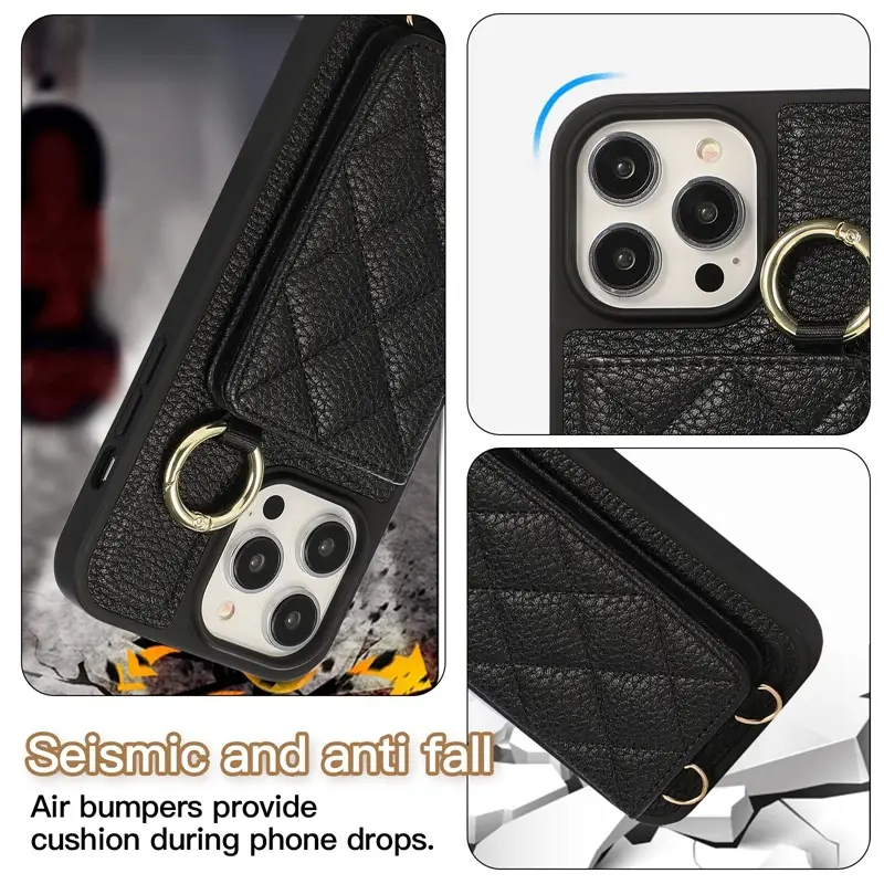 iPhone 17 Pro Max Lychee Leather Card Holder Case - Image 12
