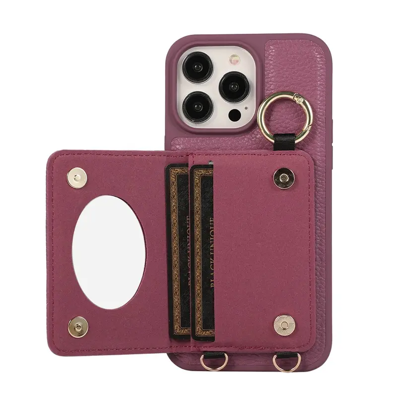 iPhone 17 Pro Max Lychee Leather Card Holder Case - Image 13