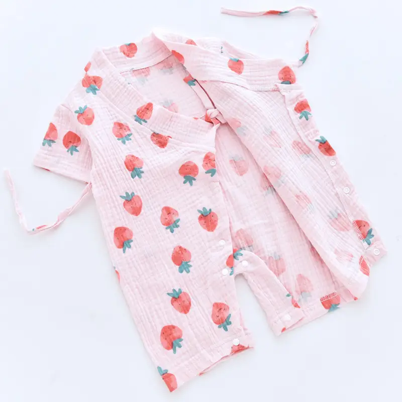 Baby Jumbo Strawberry Print Gauze Pajamas