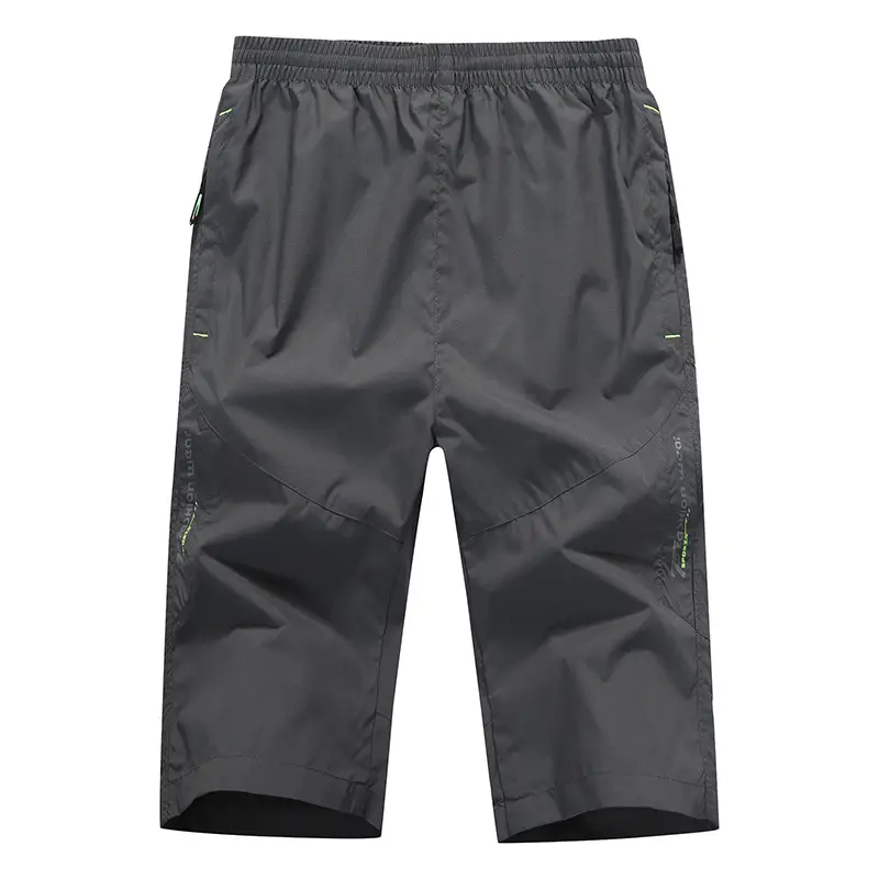 Men Black Crop Pants Summer Sports Large - Image 4