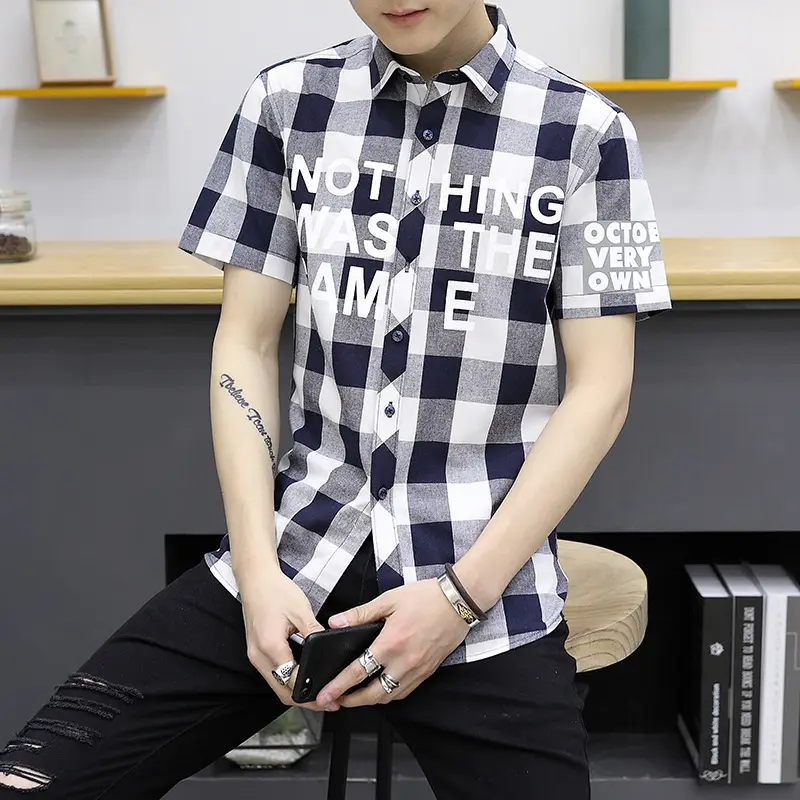 Men Red Plaid "Not Was The Same" Short Sleeve Shirt - Image 4