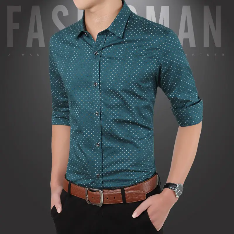 2021 New Men Slim Red Lapel Shirt - Image 7