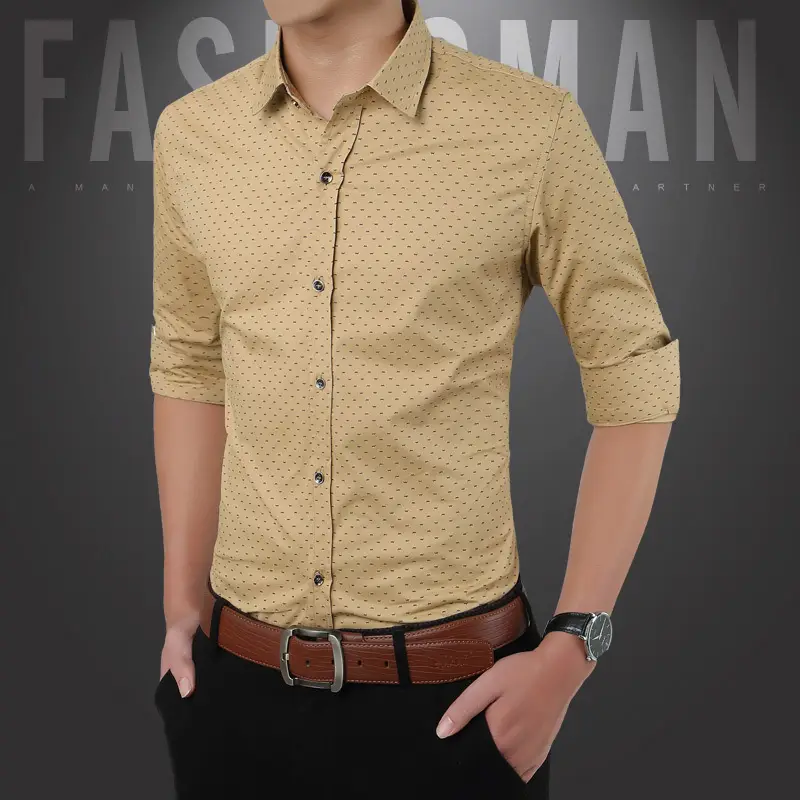2021 New Men Slim Red Lapel Shirt - Image 8