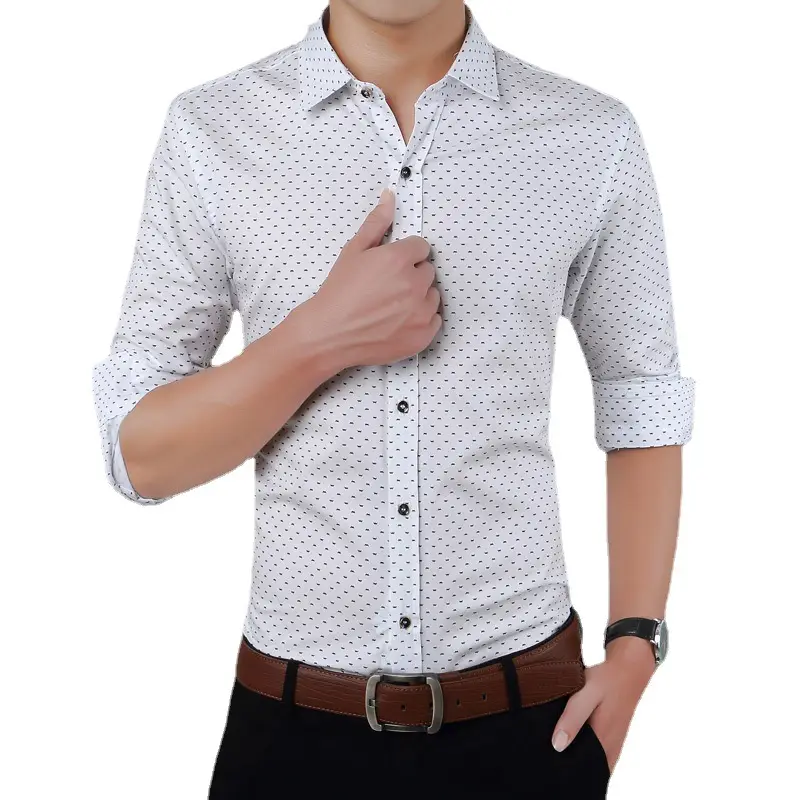 2021 New Men Slim Red Lapel Shirt - Image 10