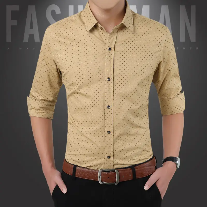2021 New Men Slim Red Lapel Shirt - Image 5