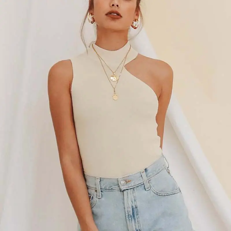 European American Knitted Sleeveless Off-Shoulder Top - Image 3
