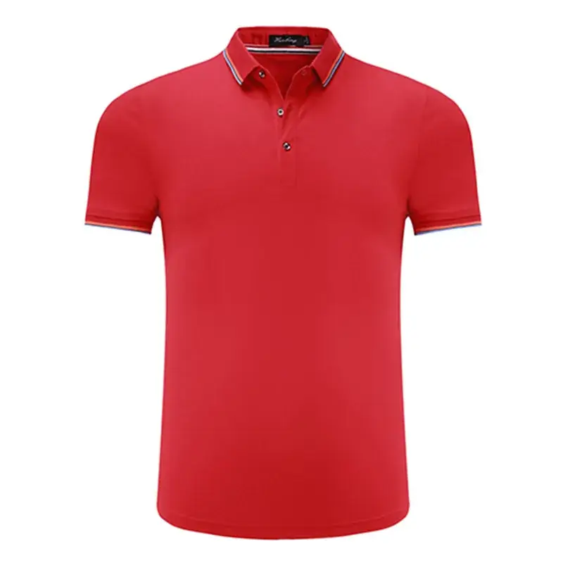 Men's White Polo Shirt with Red Blue Trim