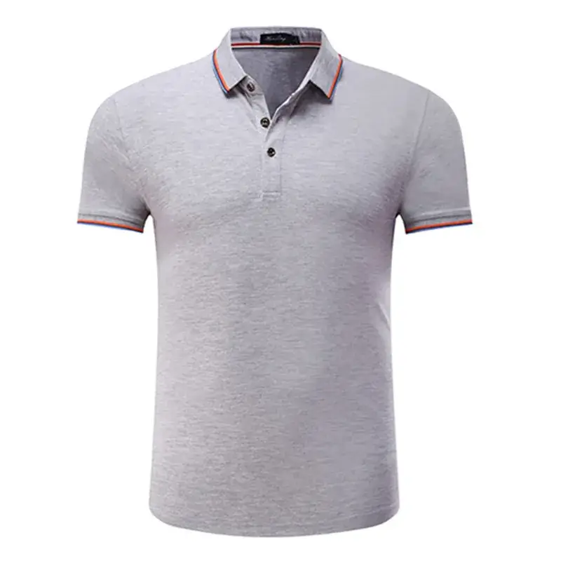 Men's White Polo Shirt with Red Blue Trim