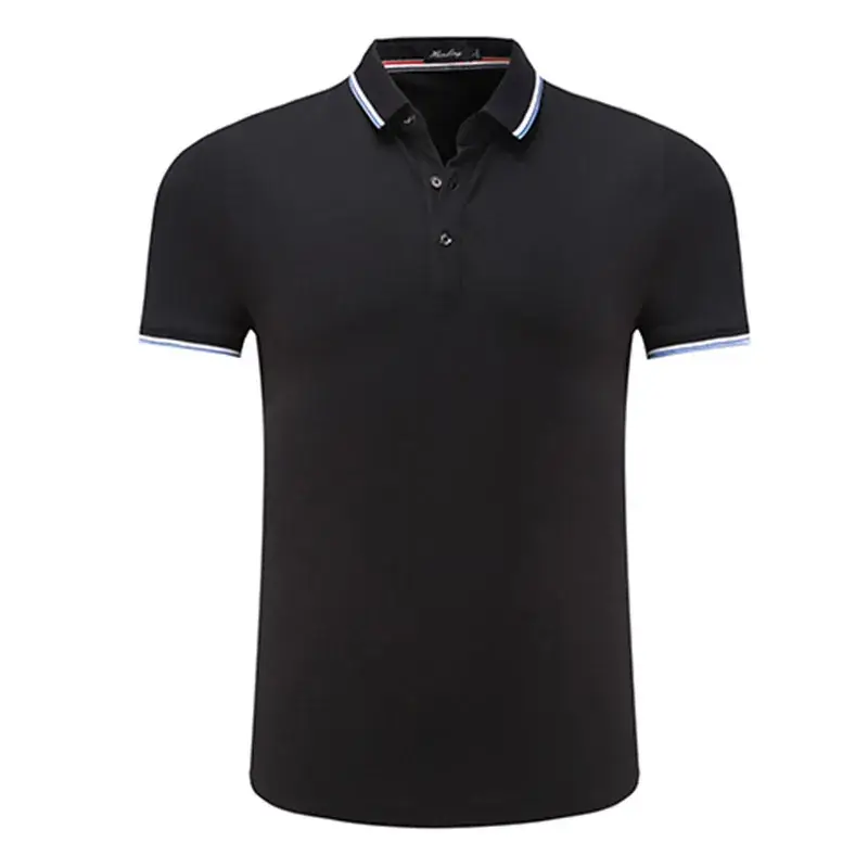 Men's White Polo Shirt with Red Blue Trim