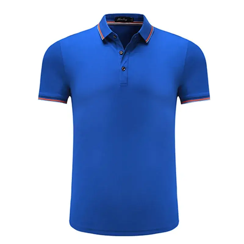 Men's White Polo Shirt with Red Blue Trim