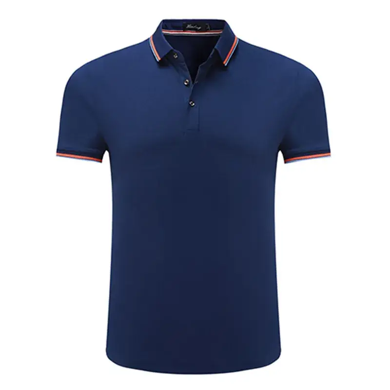 Men's White Polo Shirt with Red Blue Trim