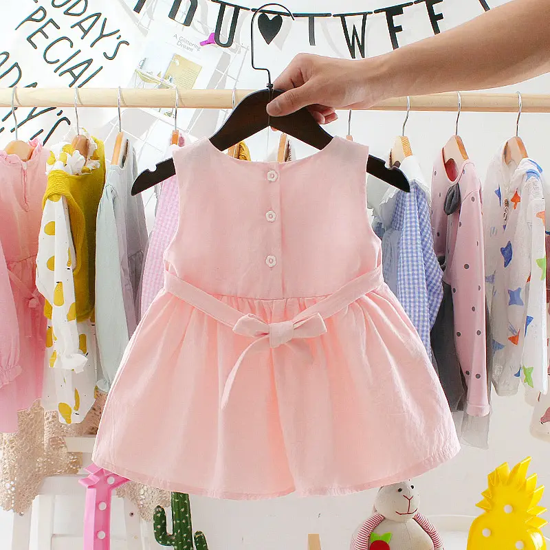 2019 Summer Baby Dress Yellow Cotton Western Style 0-3Y - Image 6