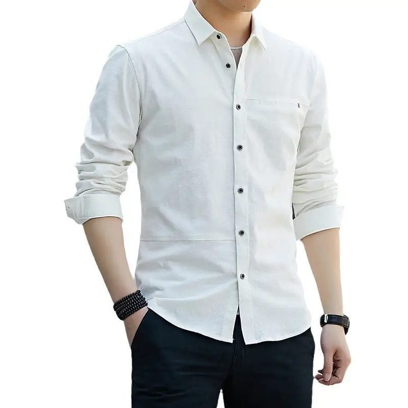 Men's Long Sleeve Button-Up Shirt Grey Slim Fit - Image 9