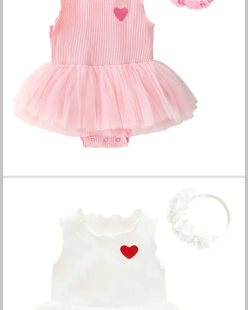 Red Heart Baby Dress Set with Tassel Harem — feature 6