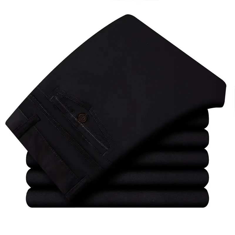 Men's Cotton Straight Pants Loose High-Waisted Casual - Image 2