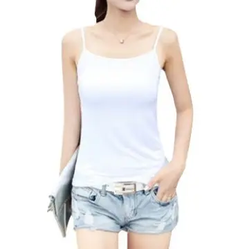 Women Cotton Camisole Black White Anti-Slip Back Top
