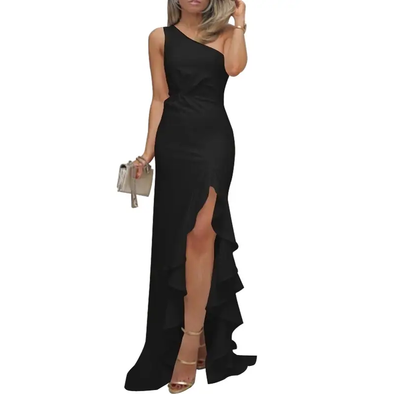 European Split Ruffled Evening Dress with Big Swing - Image 53